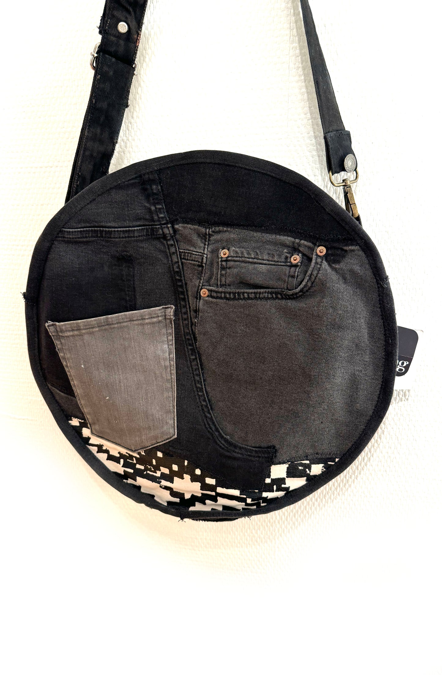 Denim Circle Bag, Black Wash