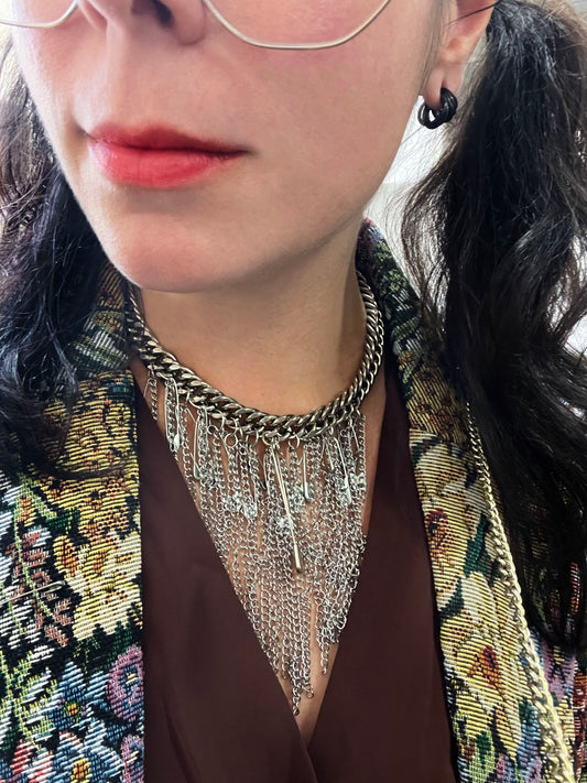 Safety Pin Layered Statement Necklace
