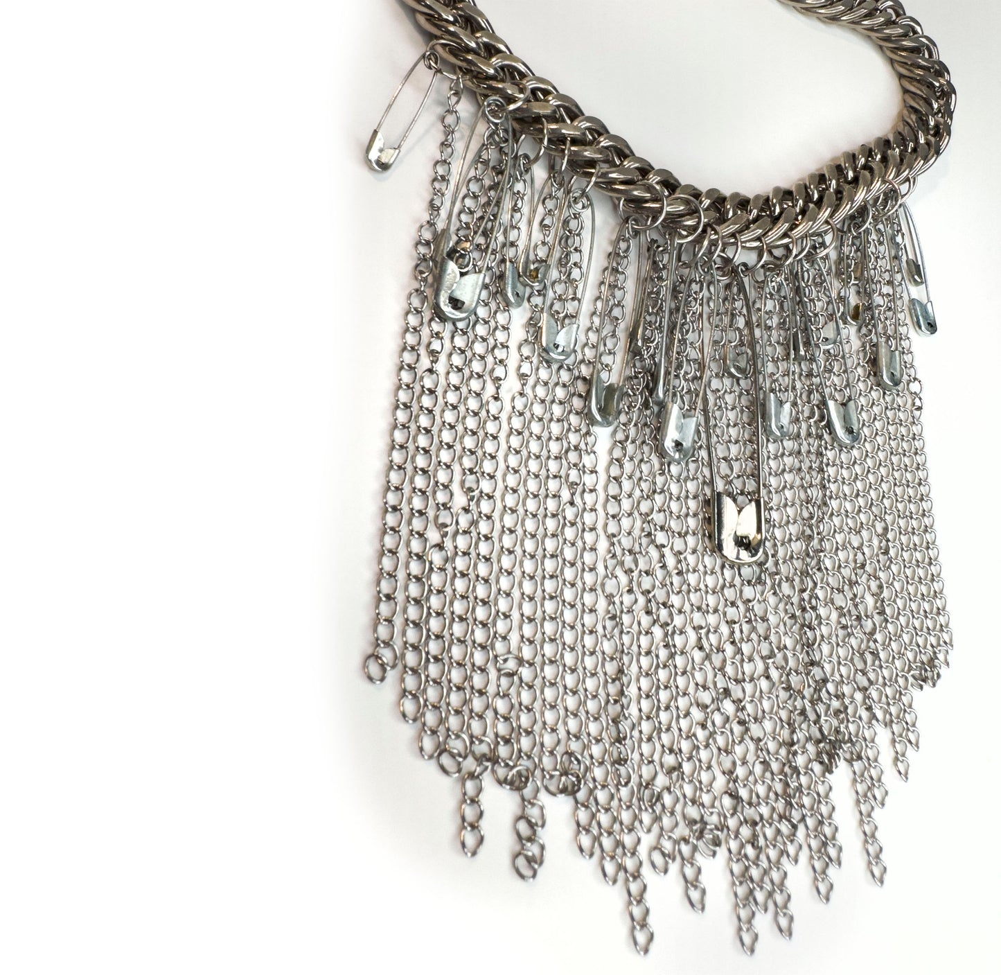 Safety Pin Layered Statement Necklace