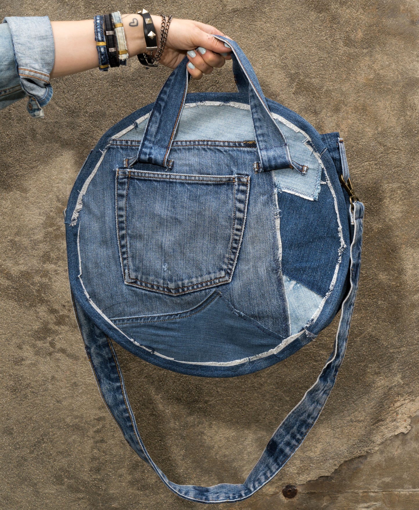 Denim Circle Bag- Indigo Wash