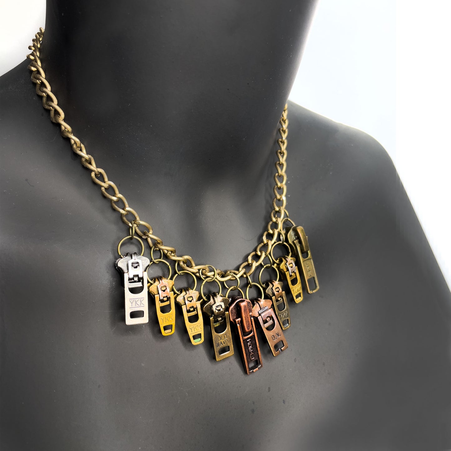 Zipper necklace, Bronze