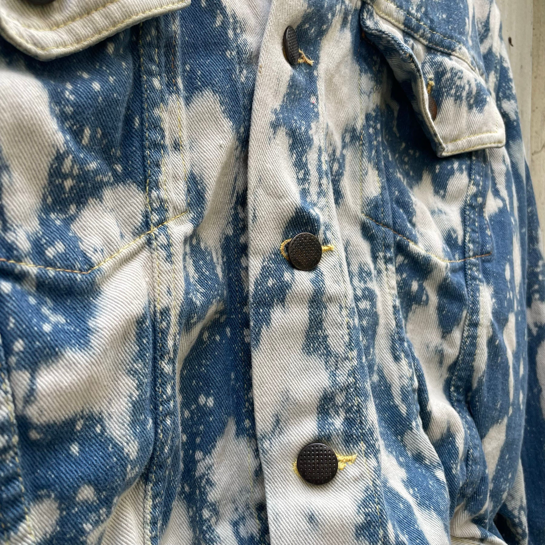 bleach distresses reworked denim jacket