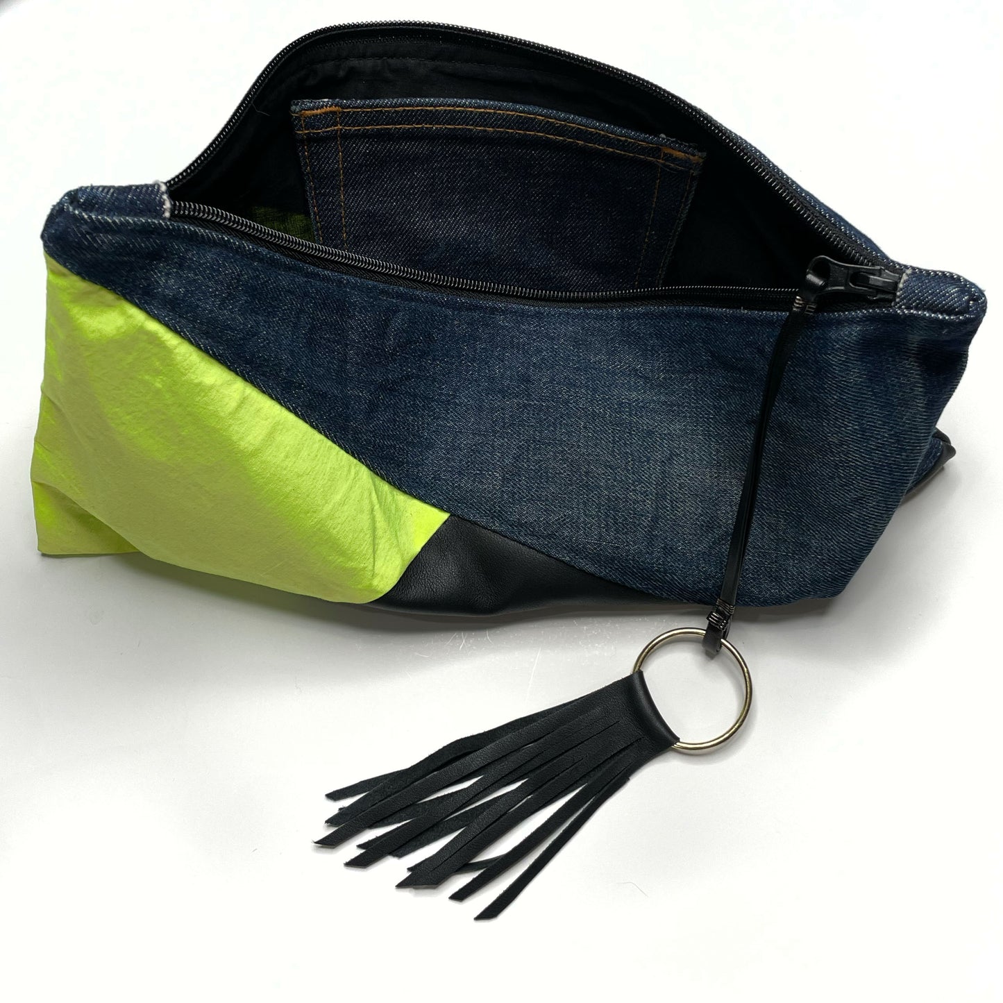 she-bang is upcycled handmade unique handbags, recycled denim bags, handmade genuine leather bags, completely one of a kind bags made by local brooklyn designers.
