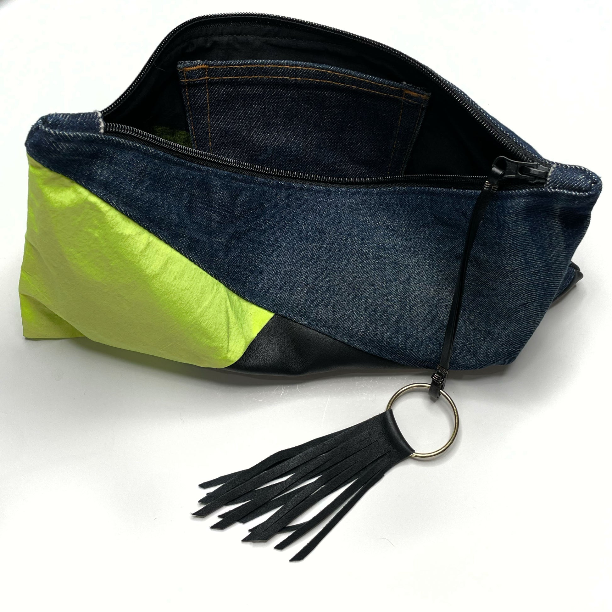 she-bang is upcycled handmade unique handbags, recycled denim bags, handmade genuine leather bags, completely one of a kind bags made by local brooklyn designers.