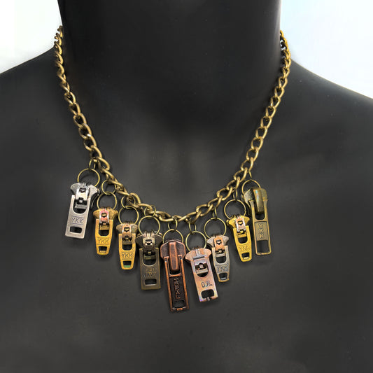 Zipper necklace, Bronze