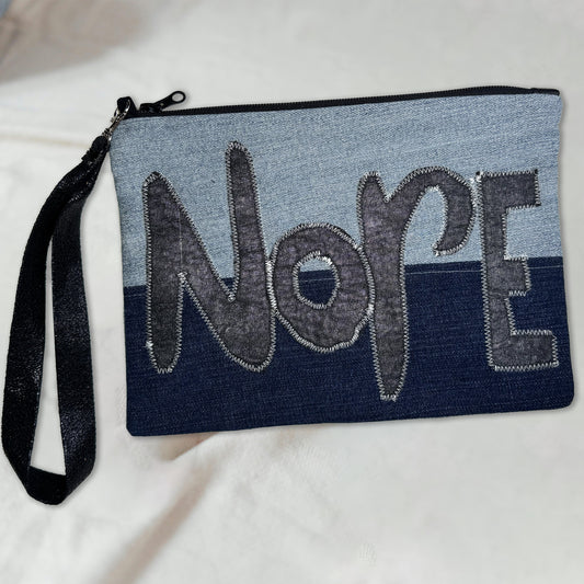 denim zipper bag, nope bag