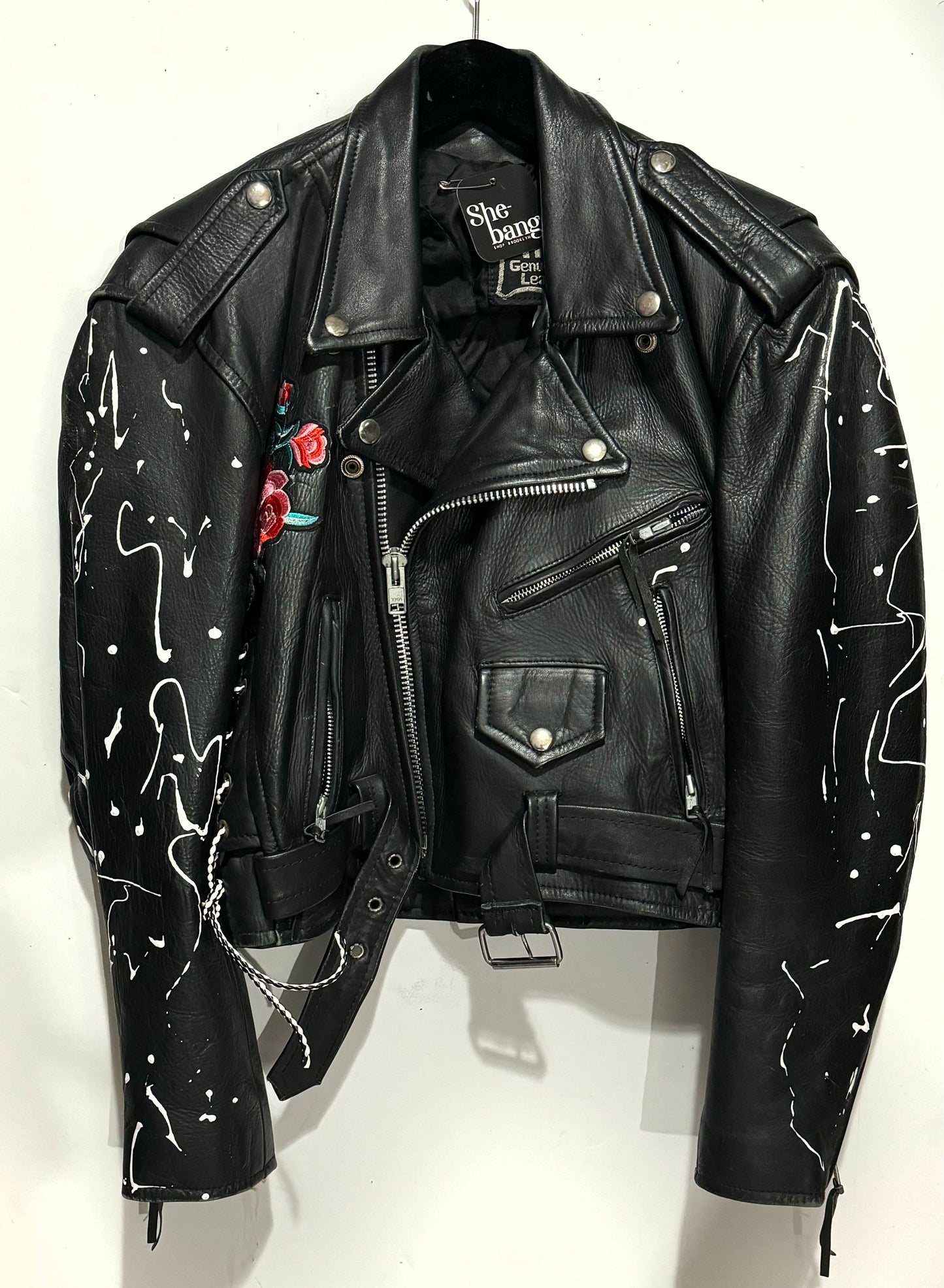 One of a kind Hand Painted Vintage Leather Jacket