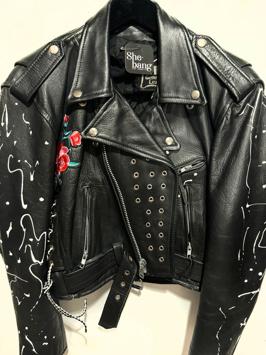 One of a kind Hand Painted Vintage Leather Jacket