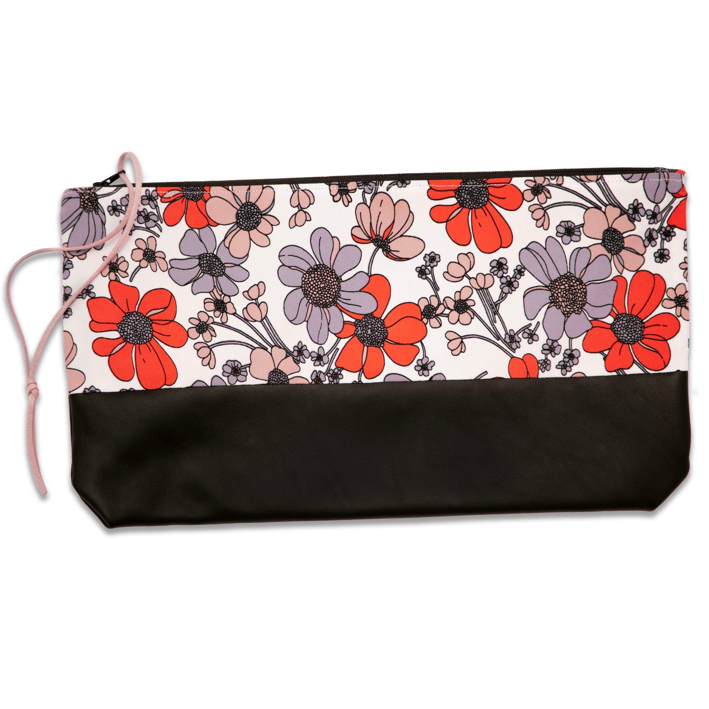 Daisy Chain Floral + Leather Clutch Bag, Handmade