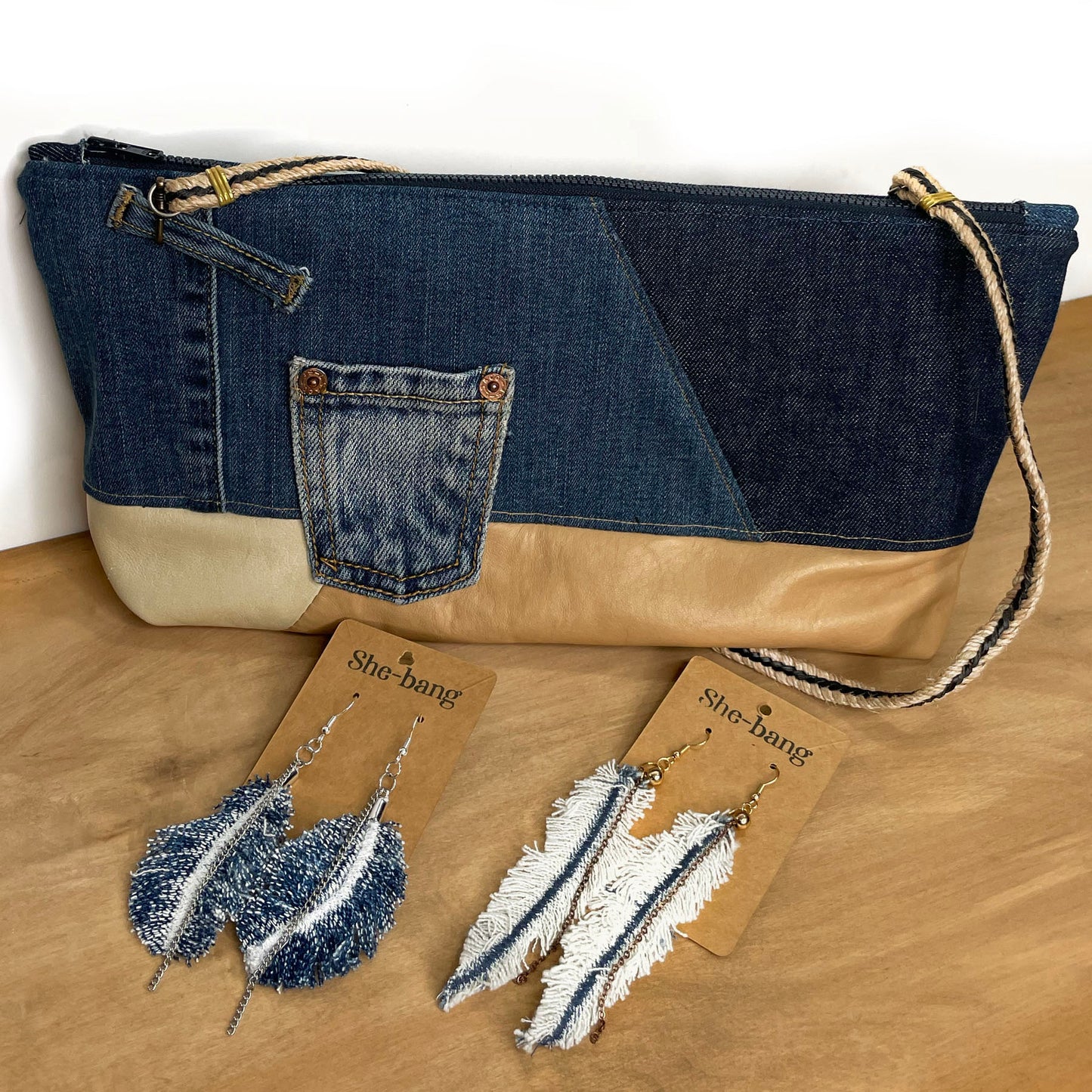 handmade unique handbags, recycled denim bags, handmade genuine leather bags, completely one of a kind bags made by local brooklyn designers.