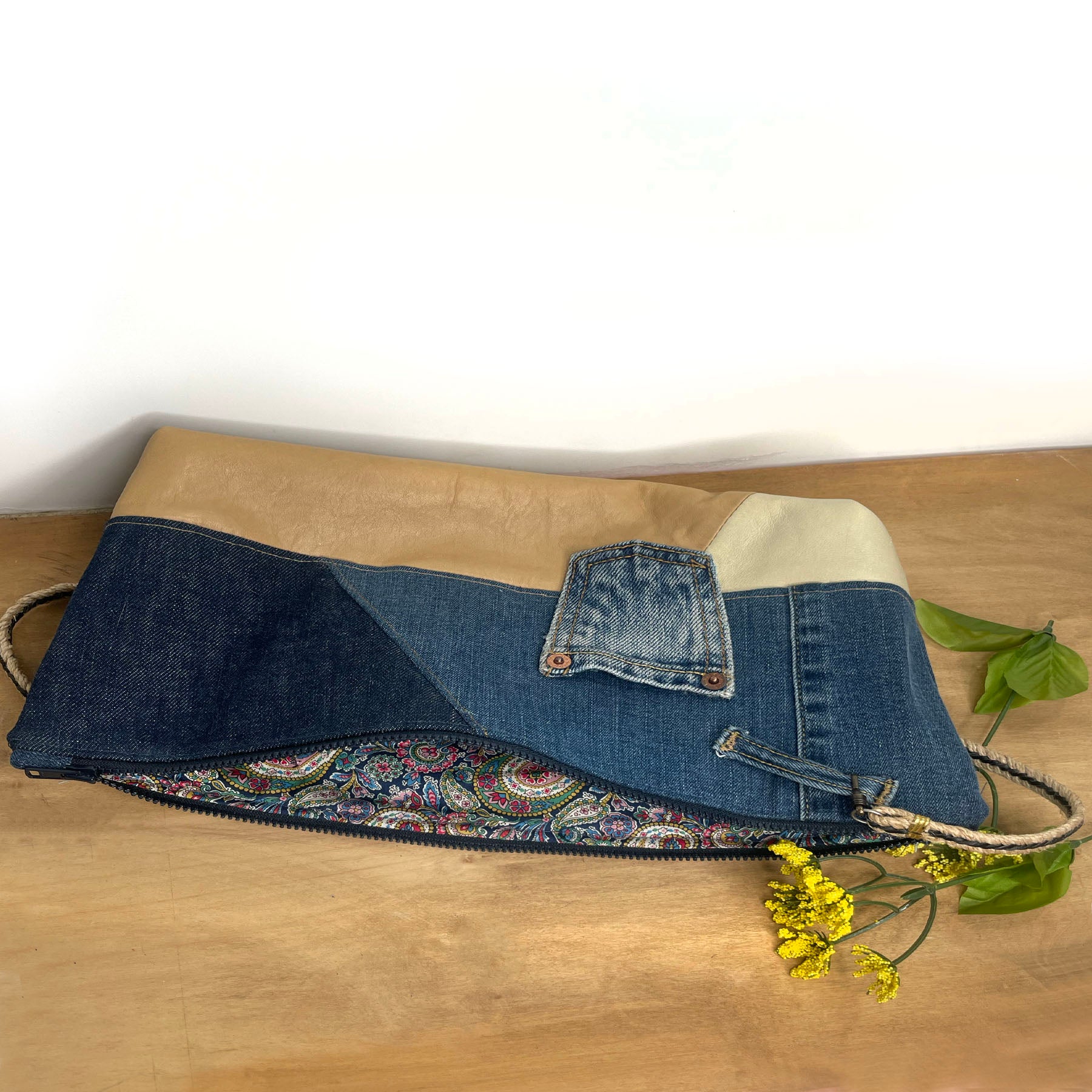 Upcycled Denim Jeans Clutch Shoulder Bag Handbag Purse With 