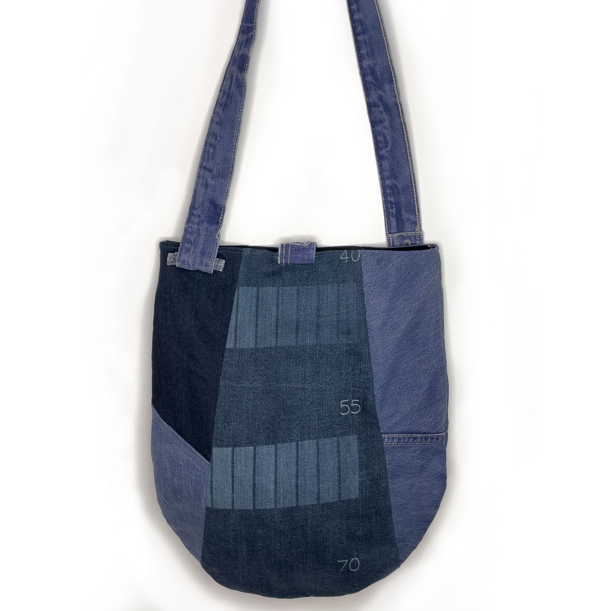 Upcycled Large Denim tote bag, handmade unique handbags, recycled denim bags, handmade completely one of a kind bags made by local brooklyn designers.