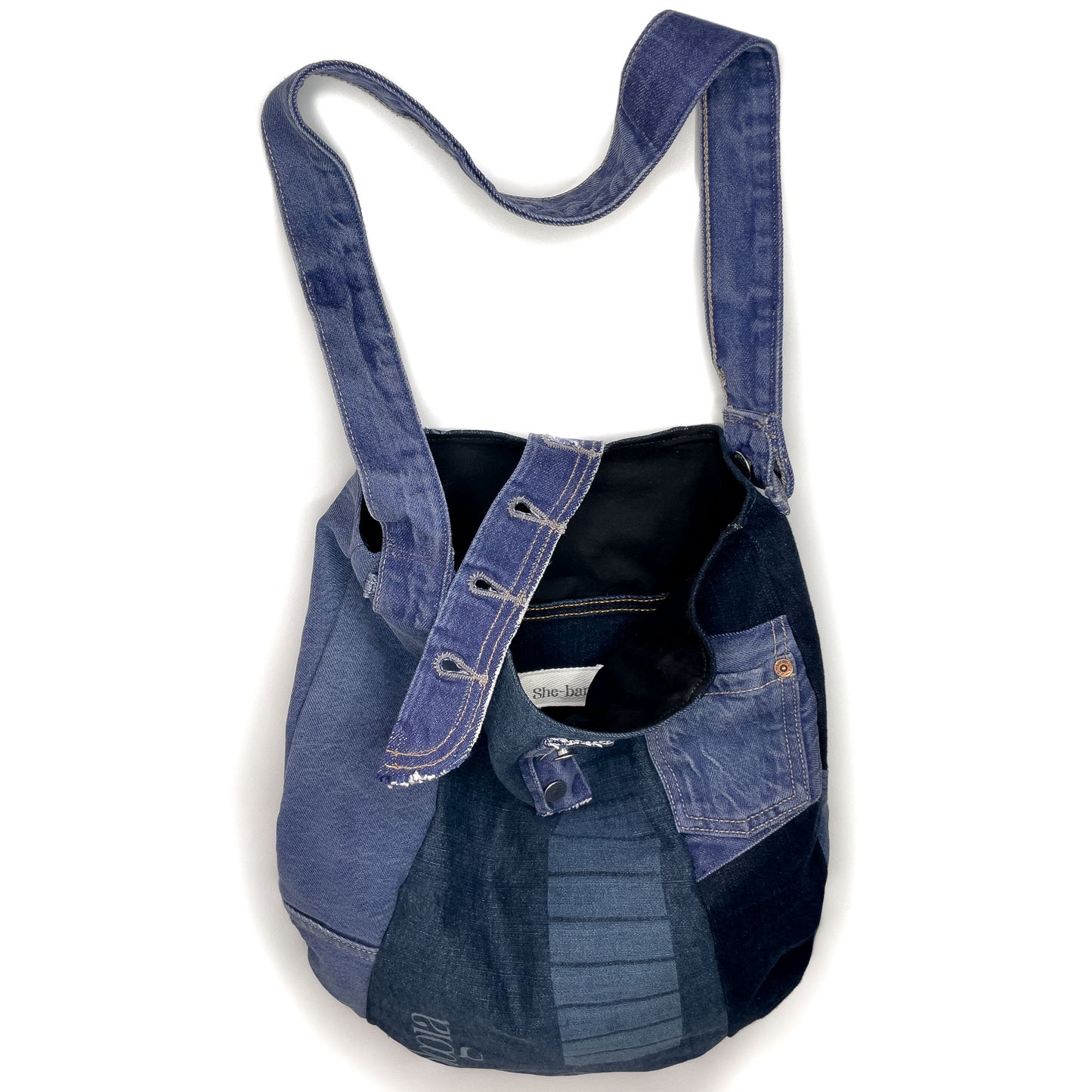 Upcycled Large Denim tote bag, handmade unique handbags, recycled denim bags, handmade completely one of a kind bags made by local brooklyn designers.