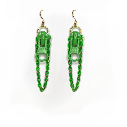 Zipper Earring, Neon Green
